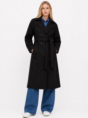 Madewell Double-Breasted Trench Coat XXS True Black NWT